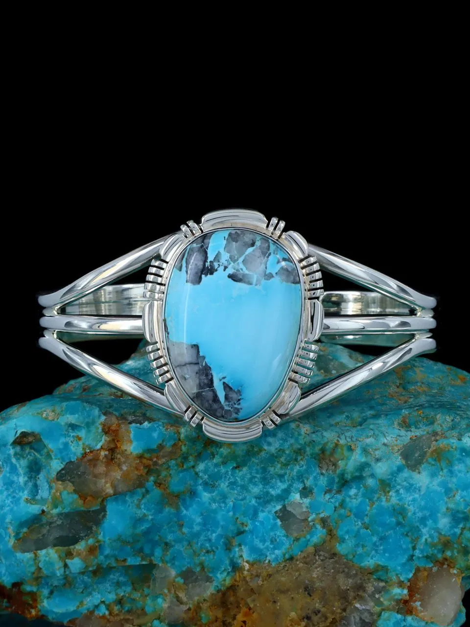 Native American Jewelry Natural Blue Moon Turquoise Cuff Bracelet