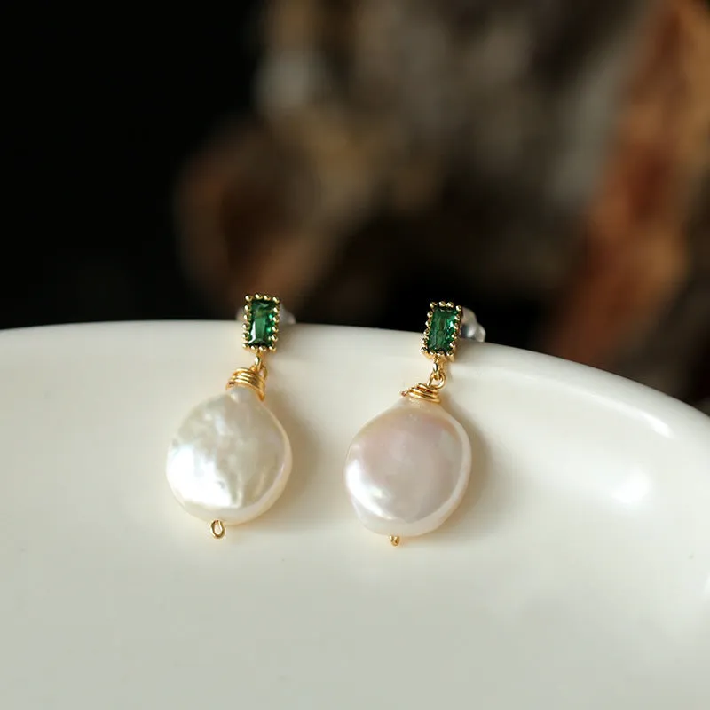 Natural Freshwater Baroque Pearl Earrings