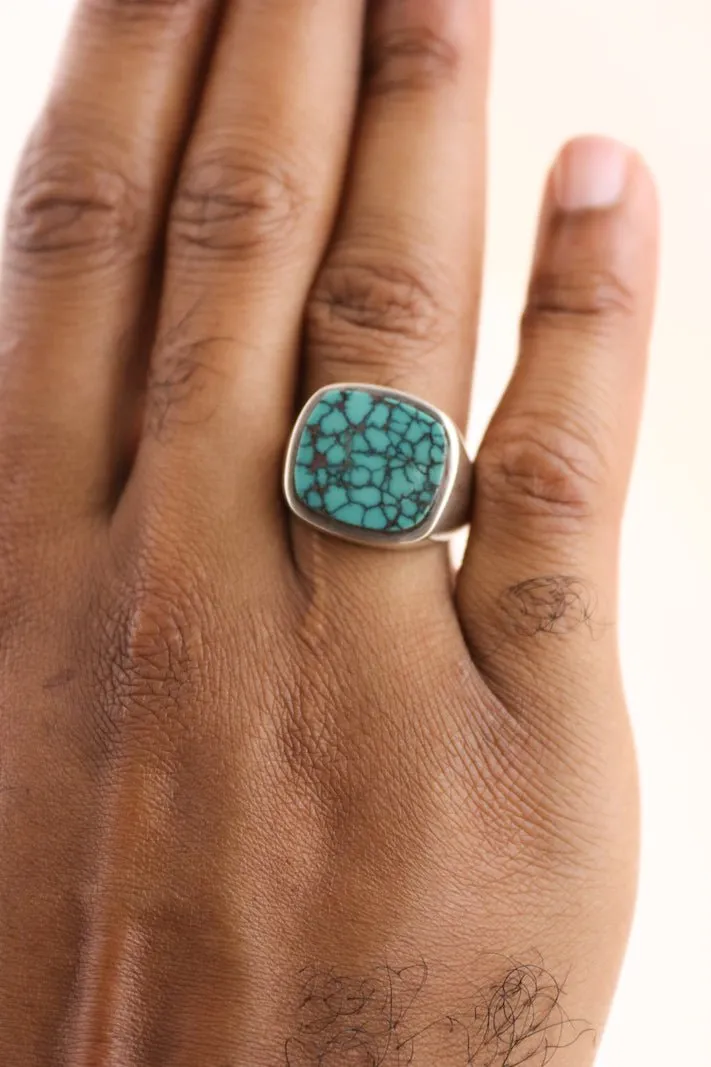 Natural Hubei Turquoise Inlay Ring