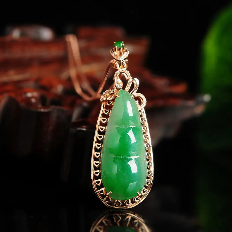 Natural Jade Pendant Jadeite Gold Pendant PT85