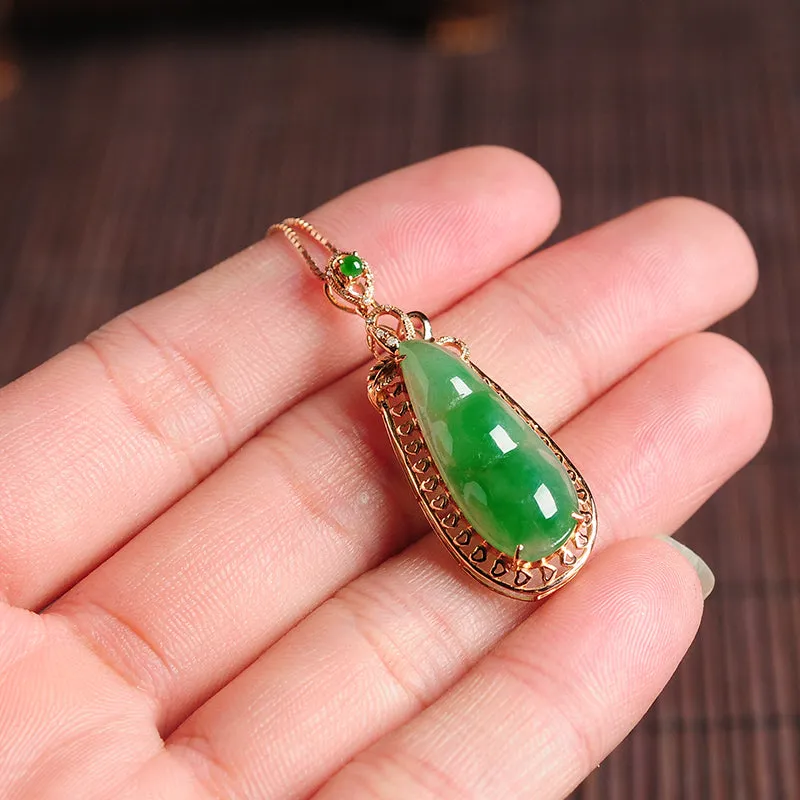 Natural Jade Pendant Jadeite Gold Pendant PT85