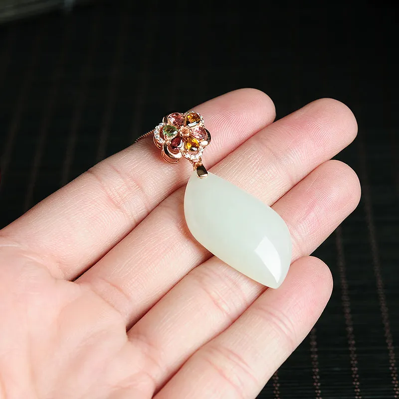 Natural Jade Pendant Nephrite Silver Pendant PT172