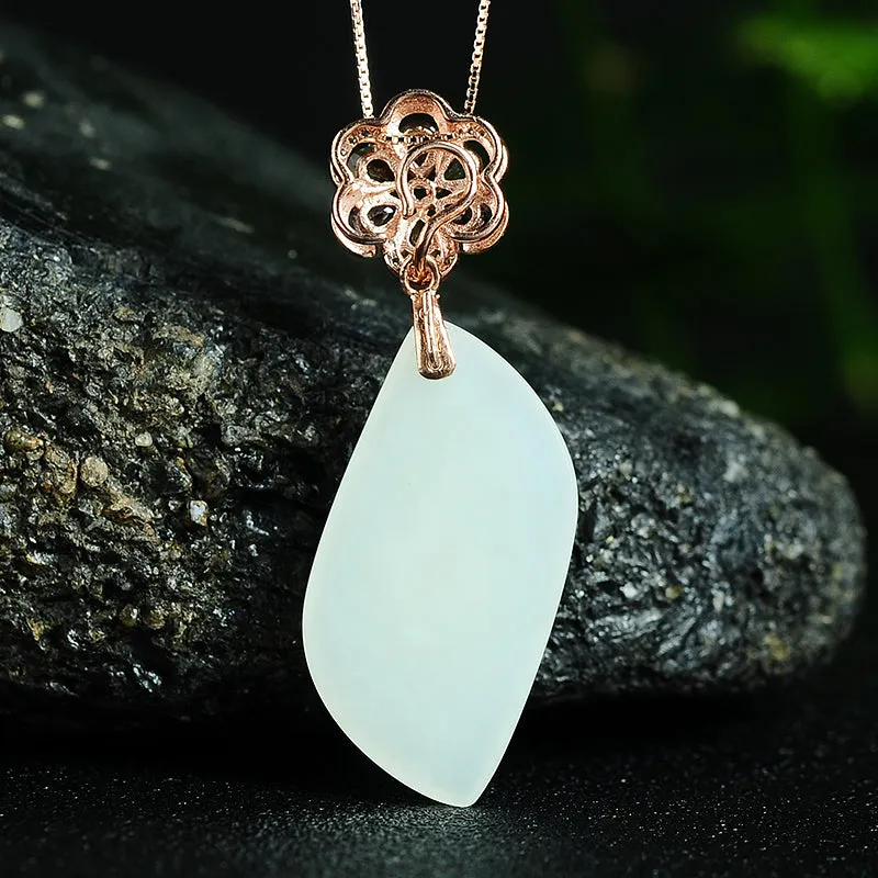 Natural Jade Pendant Nephrite Silver Pendant PT172