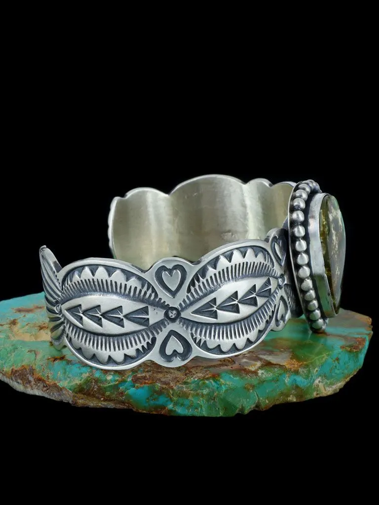 Navajo Natural Royston Turquoise Sterling Silver Cuff Bracelet