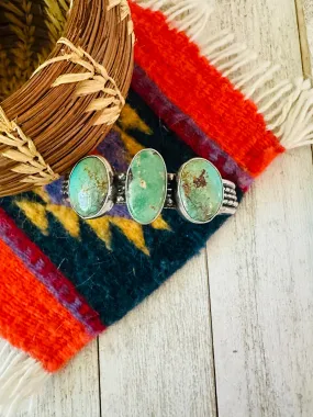 Navajo Sterling Silver & 3-Stone Turquoise Cuff Bracelet