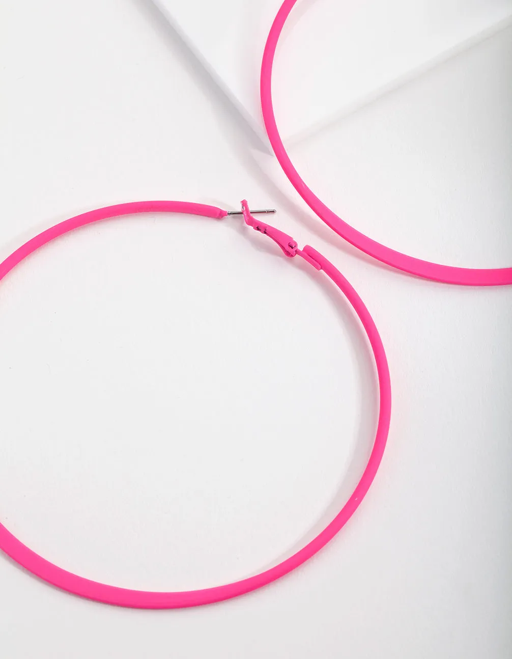 Neon Pink Flat Edge Hoop Earrings