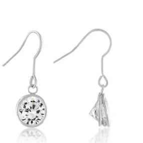 Noga Bezel CZ Solitaire Drop Earrings