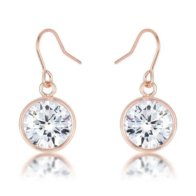 Noga Bezel CZ Solitaire Drop Earrings