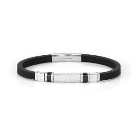 Nomination City Bracelet, Rubber & Black Cubic Zirconia, Black, Stainless Steel