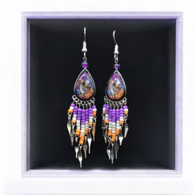 OldTribes™ Small Sized Southwestern Purple and Orange Teardrop Earrings