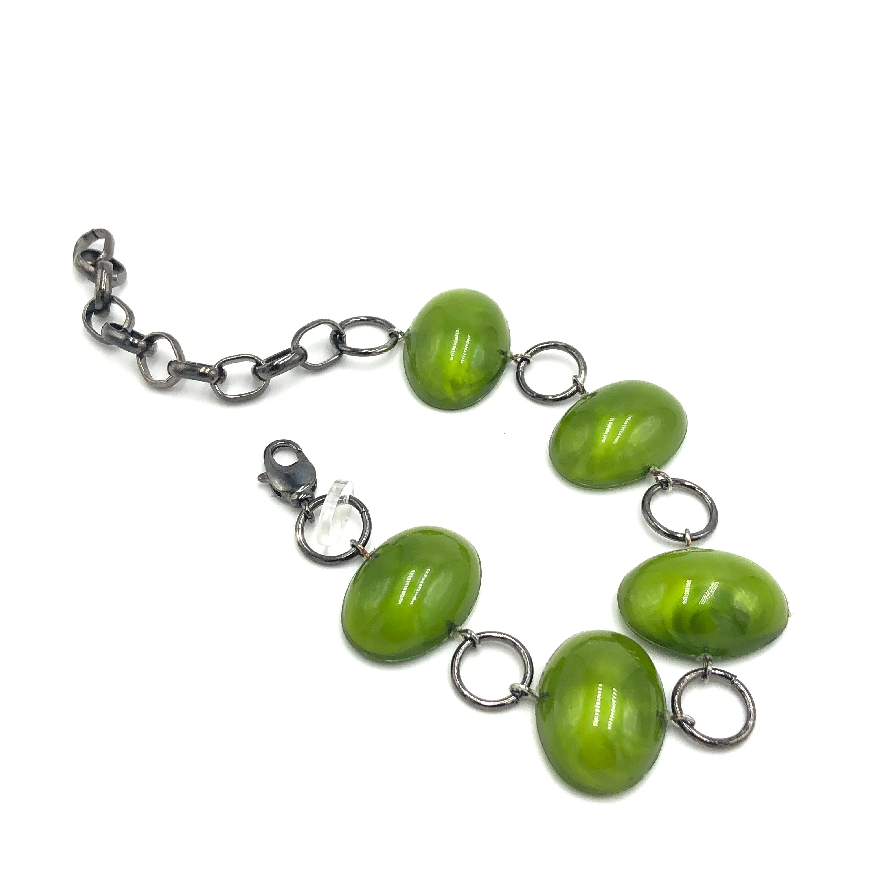 Olive Green Jelly Bean Stations Bracelet