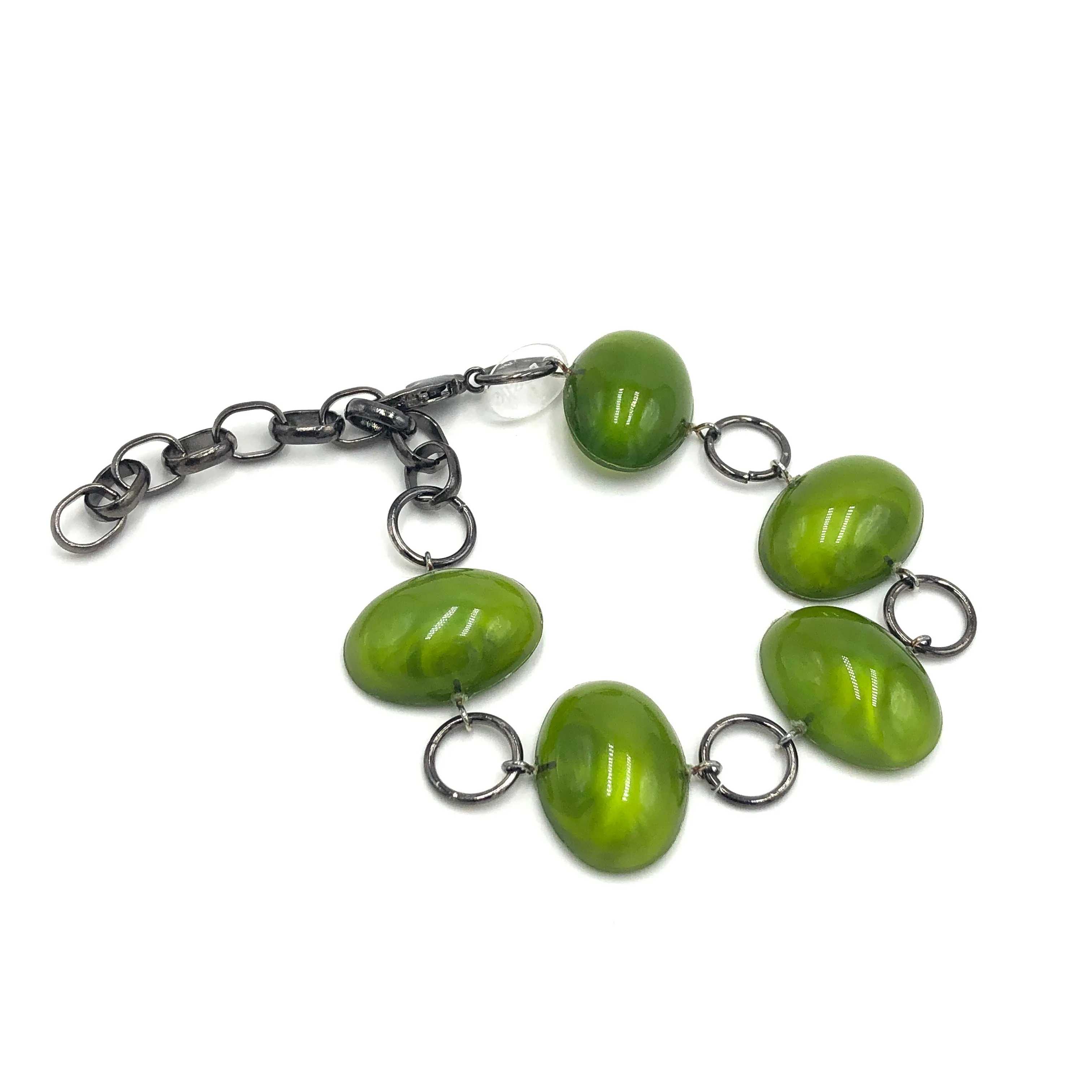 Olive Green Jelly Bean Stations Bracelet