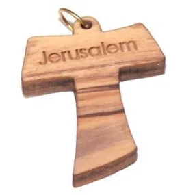 Olive wood Tau Cross Laser Pendant (8cm or 3.15" long )