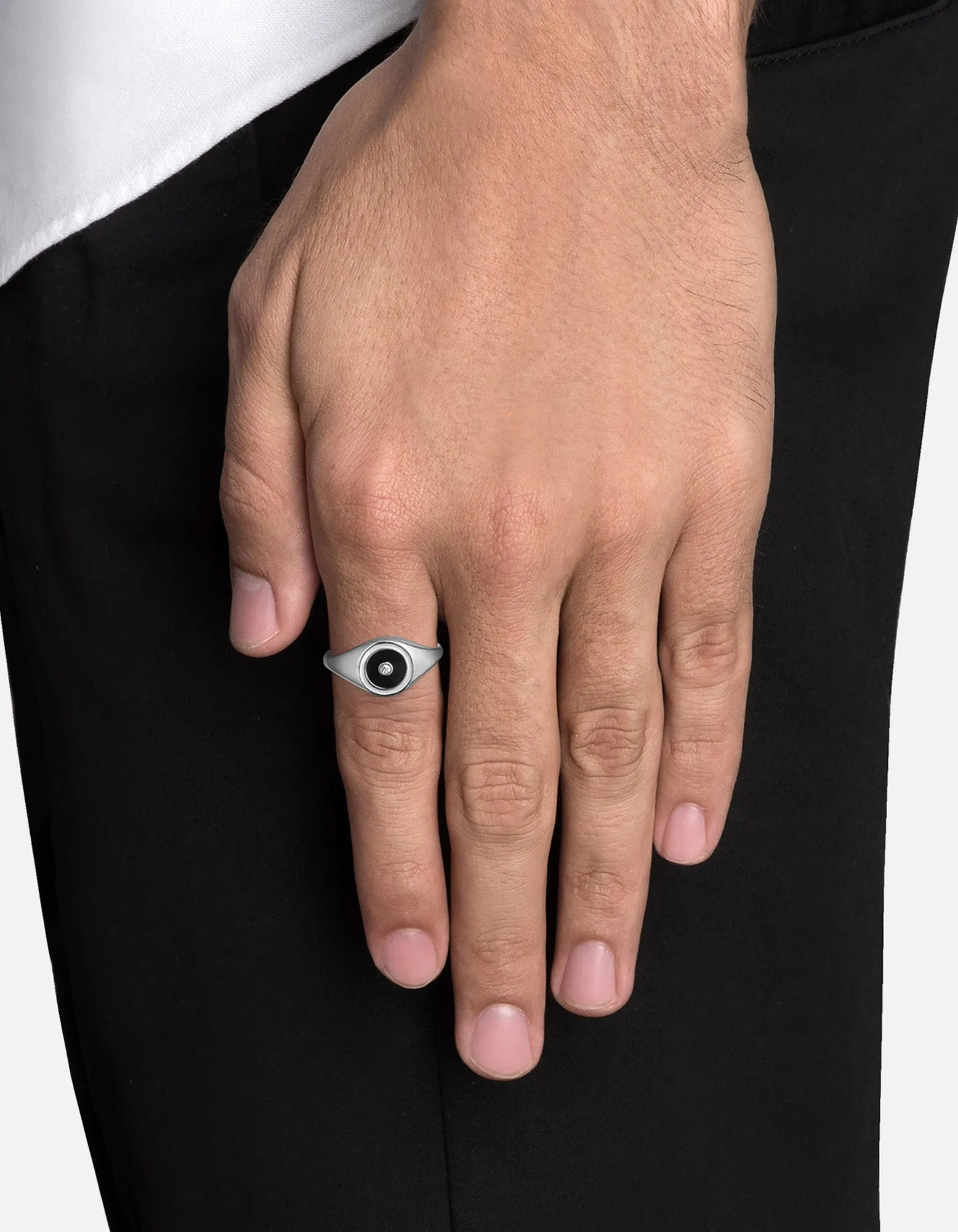 Opus Sapphire Ring, Sterling Silver/Black