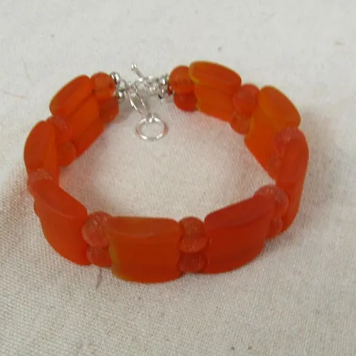 Orange Sea Glass Cuff Bracelet