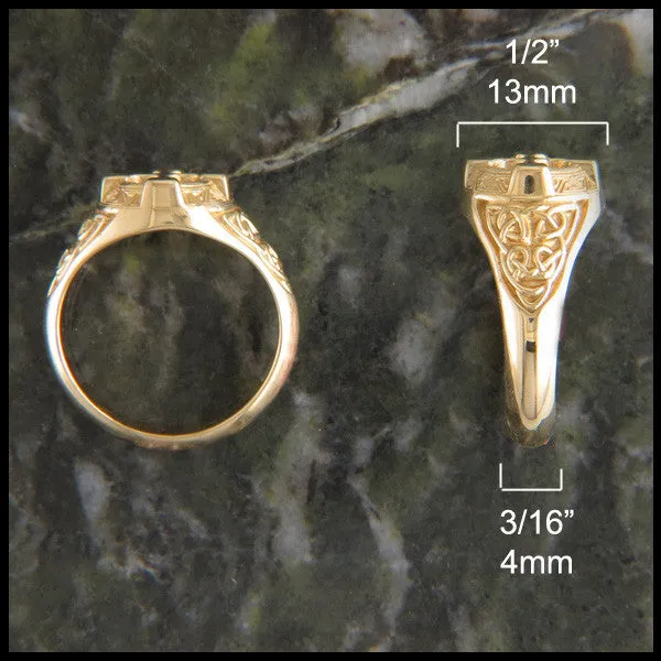 Ornate Celtic Cross Ring in Gold