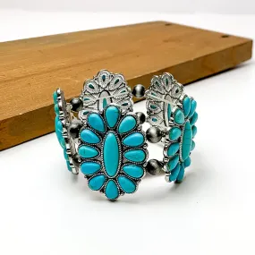 Oval Cluster Stone Bracelet in Turquoise Blue