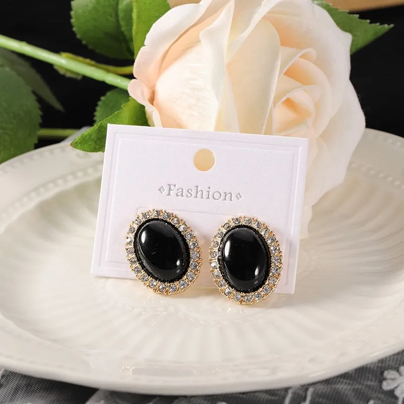 Oval Earrings S925 Rhinestone