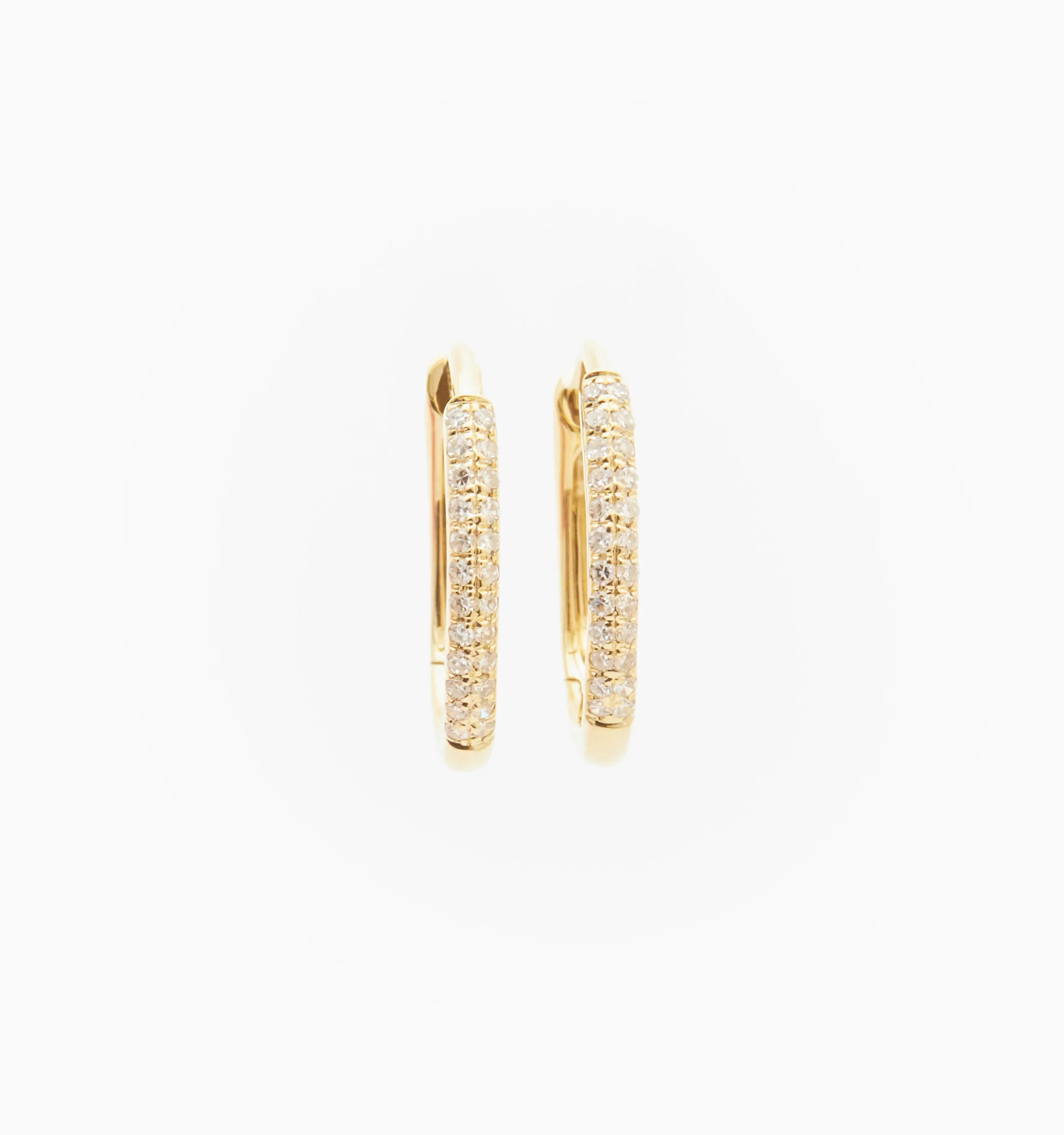 Oval Pave Diamond Hoop Earrings