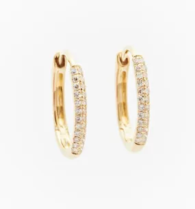 Oval Pave Diamond Hoop Earrings