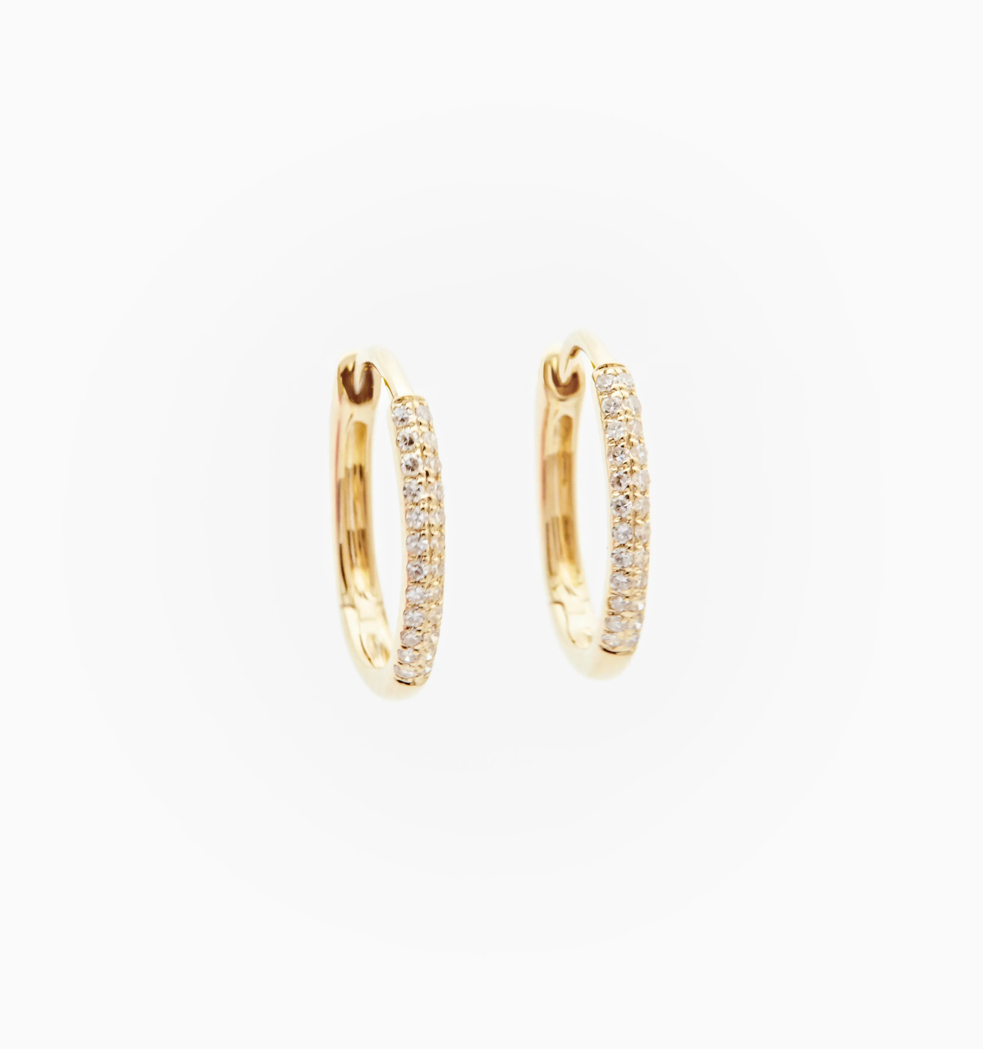 Oval Pave Diamond Hoop Earrings