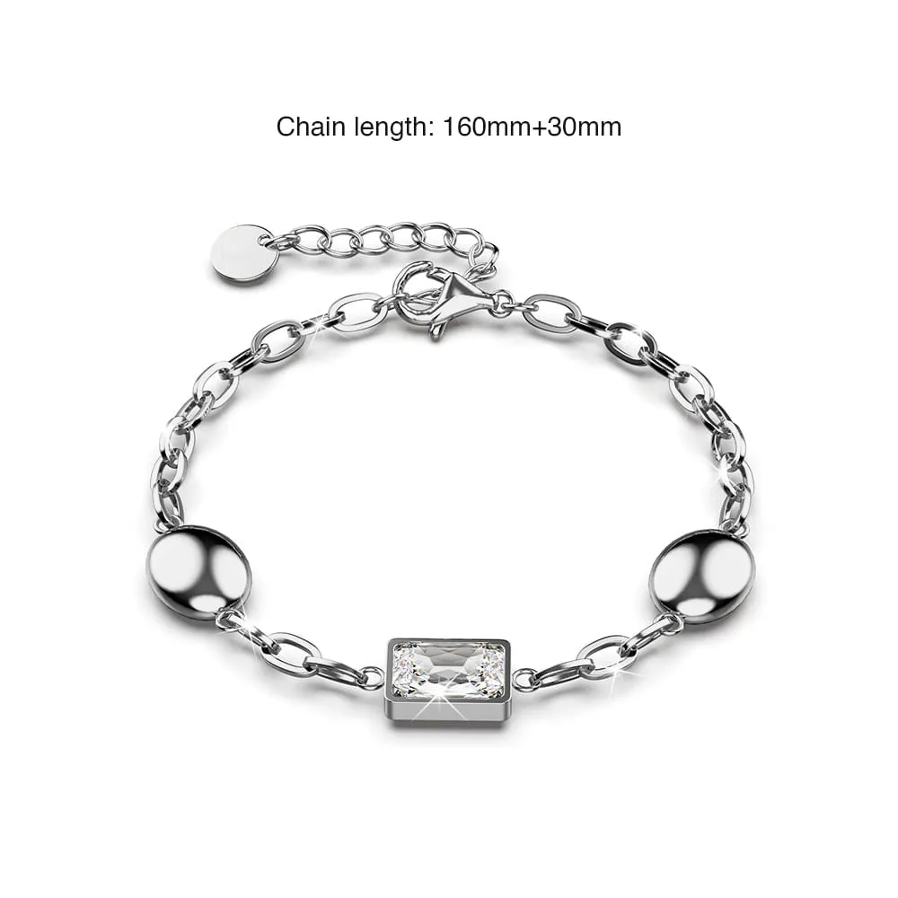 Oval Square Zirconia Bling Bracelet in White Gold