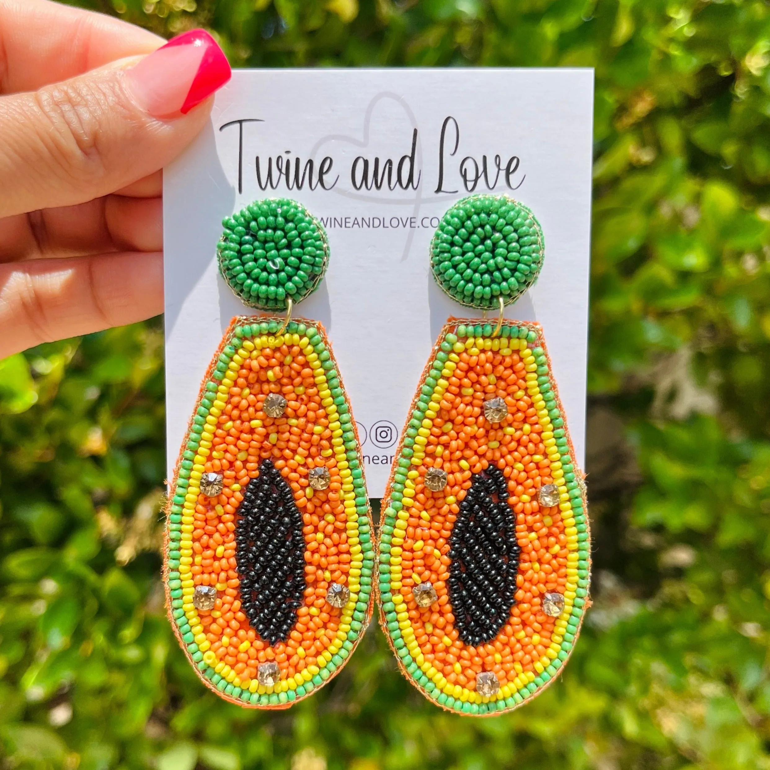 Papaya Beaded Earrings