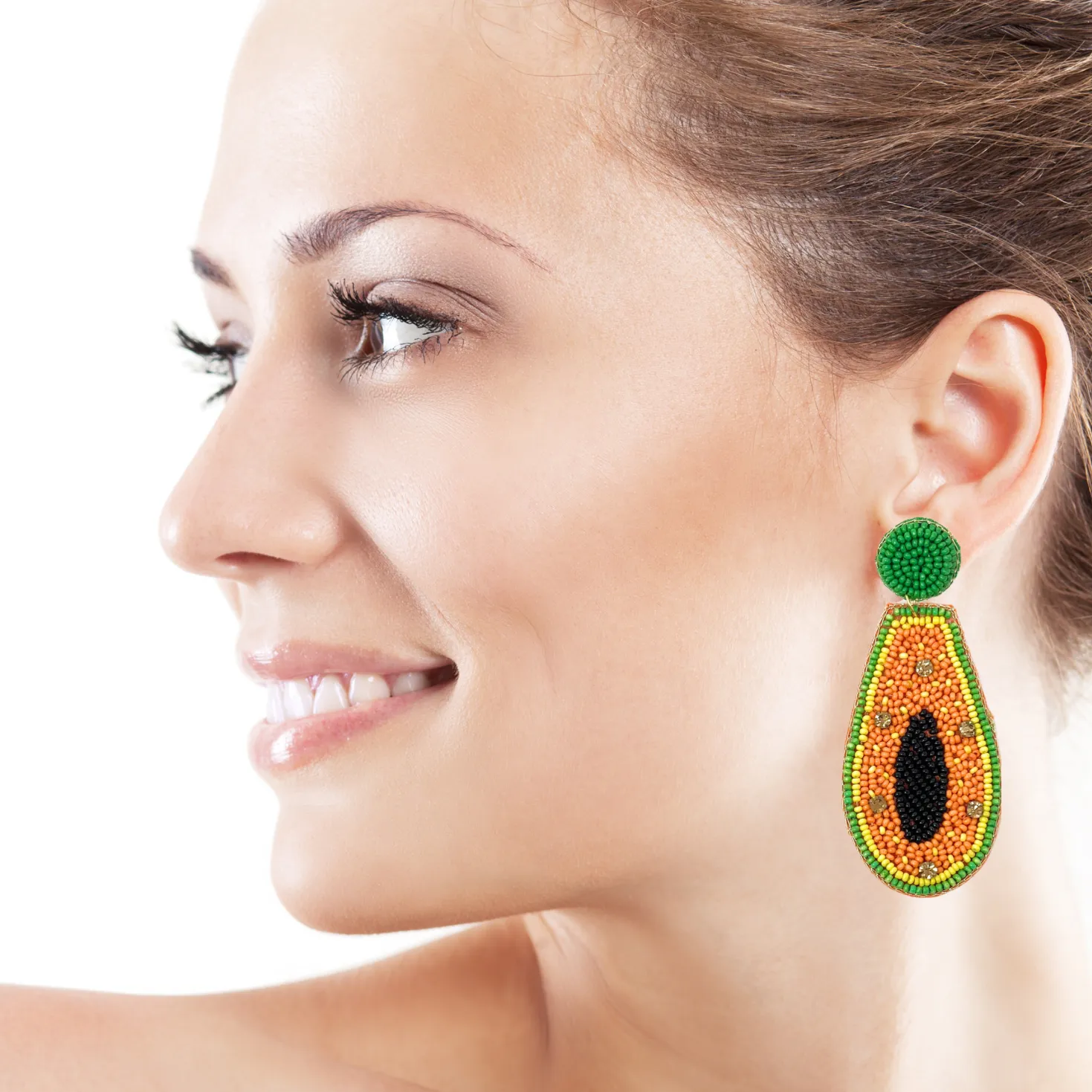 Papaya Beaded Earrings