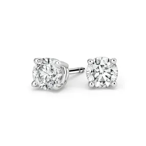 Paris Jewelry 14K White Gold 1/2 Carat Round Created Diamond Solitaire Stud Earrings