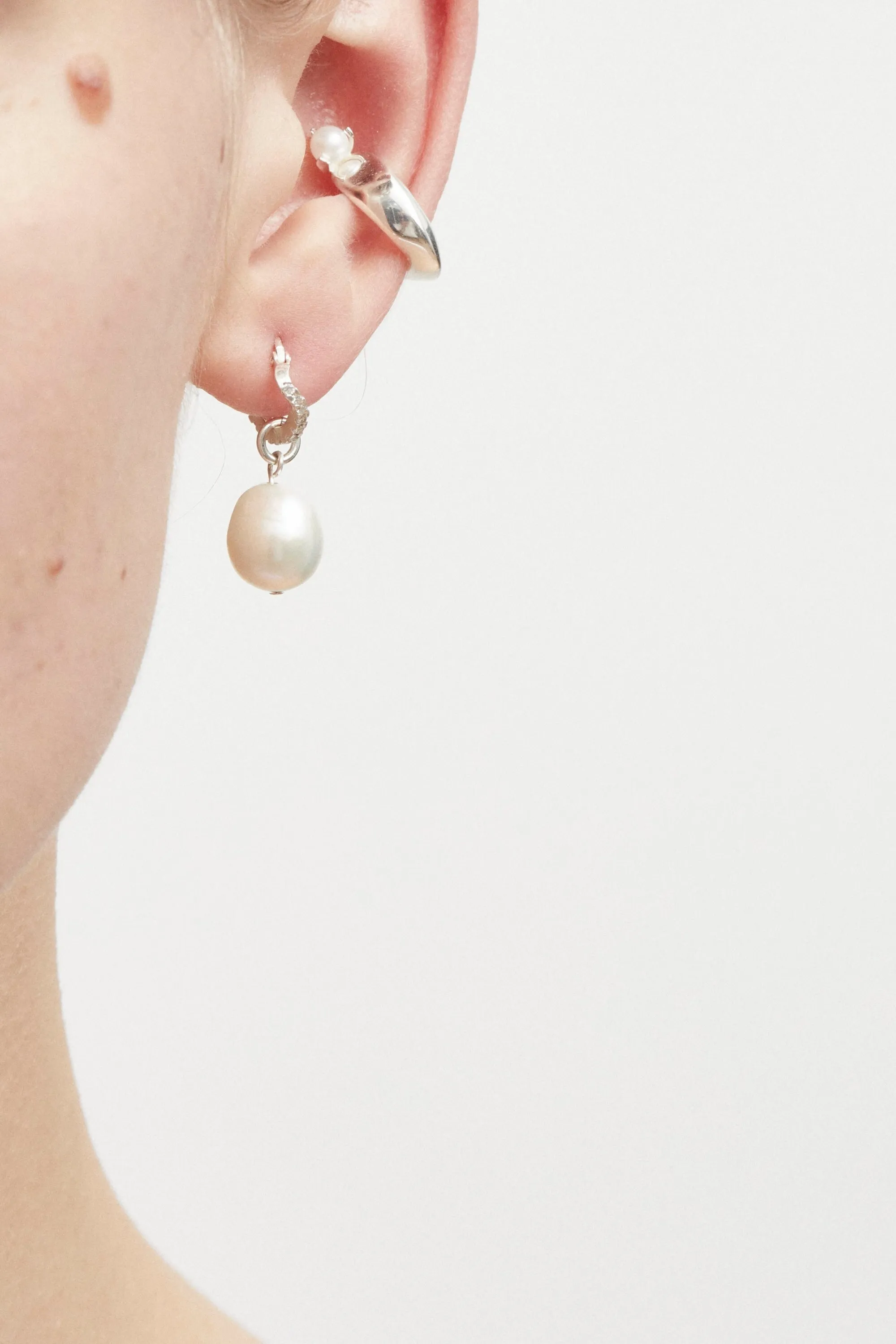 Pearled Drop Hoop Earring