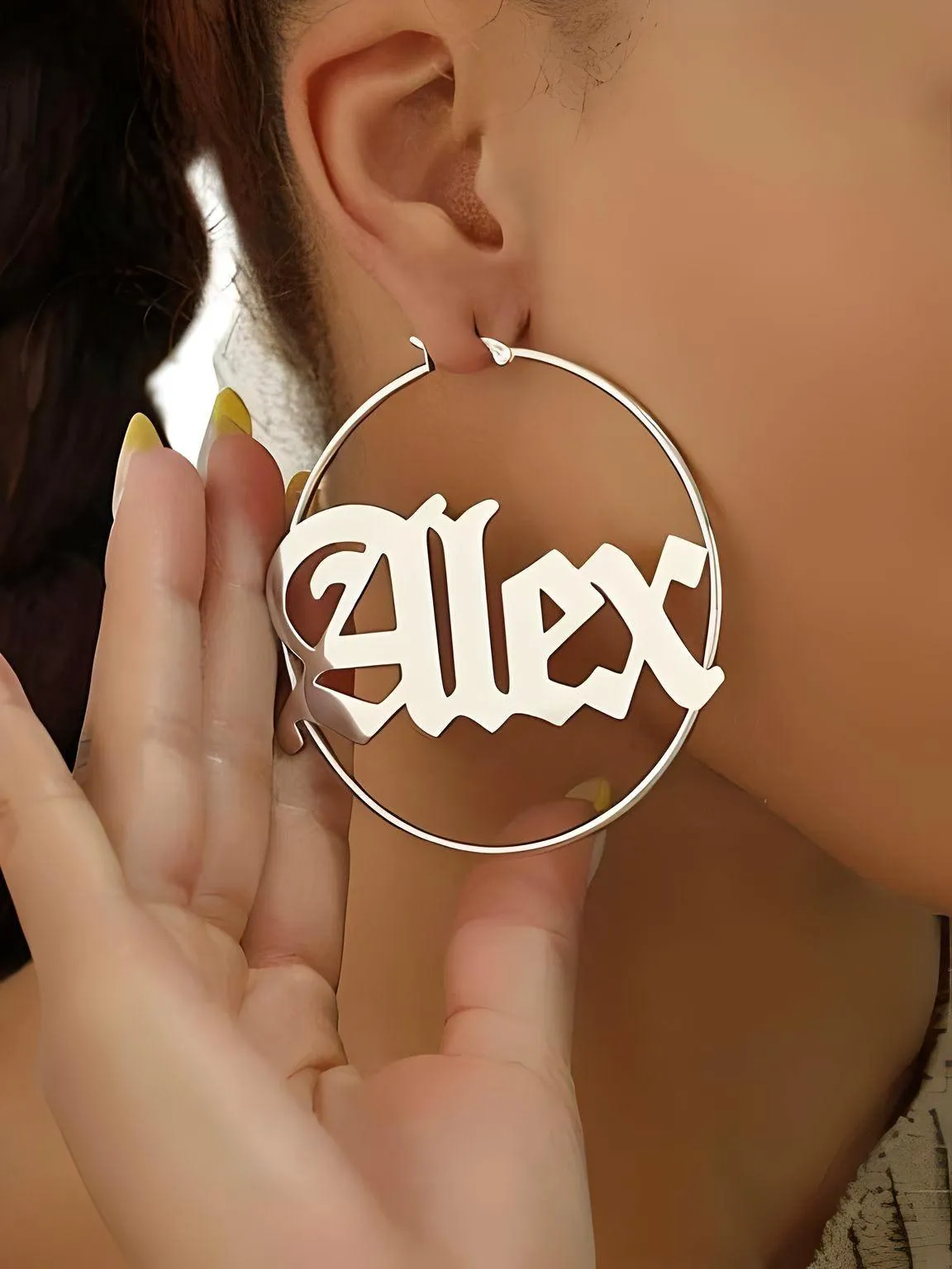 Personalized Earrings Custom Name Hoop Earrings For Women