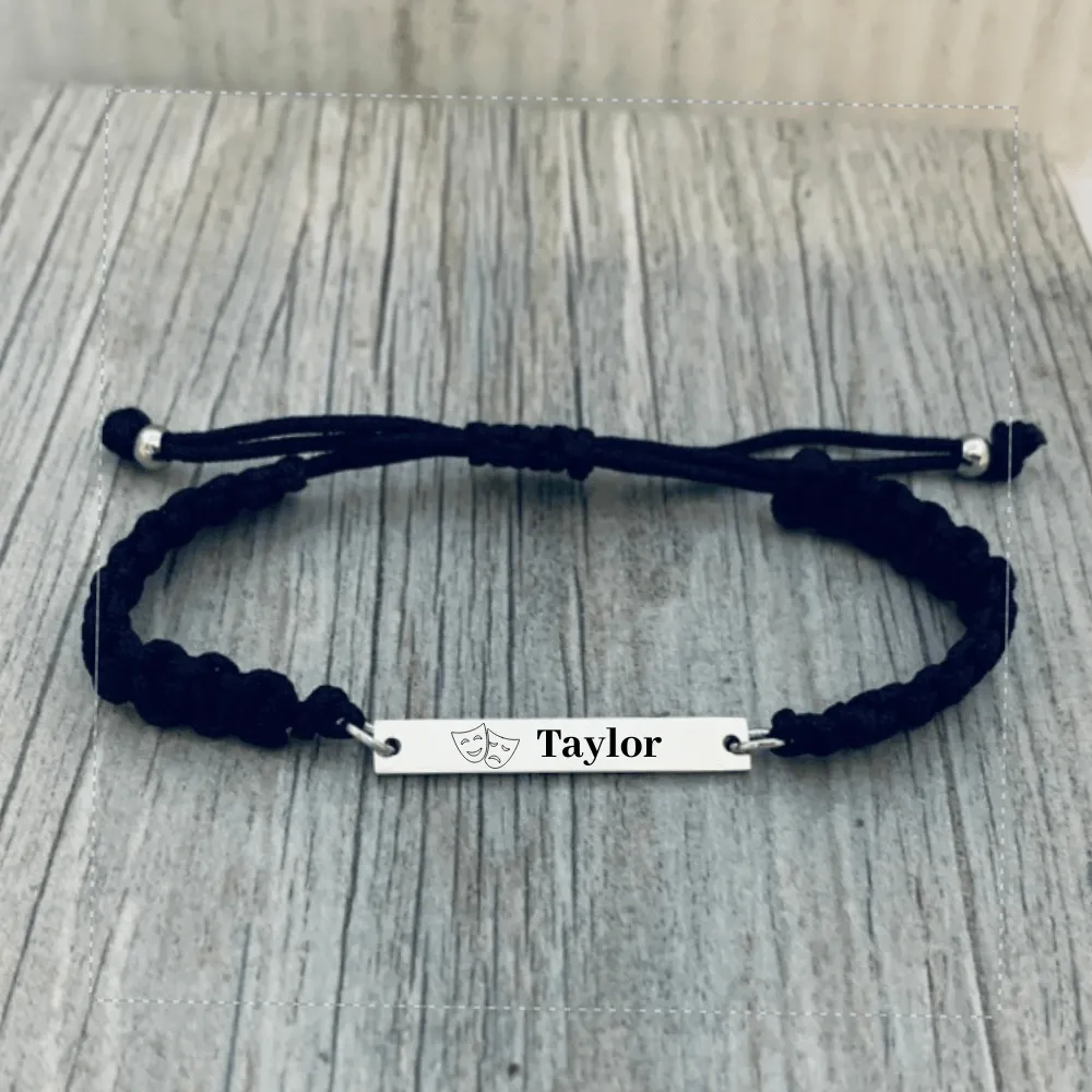 Personalized Engraved Drama & Theater Bar Rope Bracelet