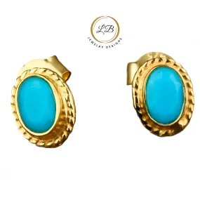 Petite 24k Gold Plated Turquoise Stud Earrings