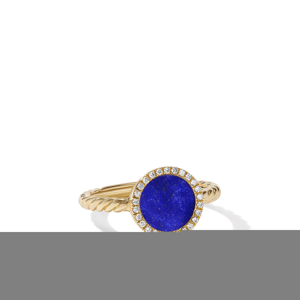 Petite DY Elements Ring in 18K Yellow Gold with Lapis and Pave Diamonds