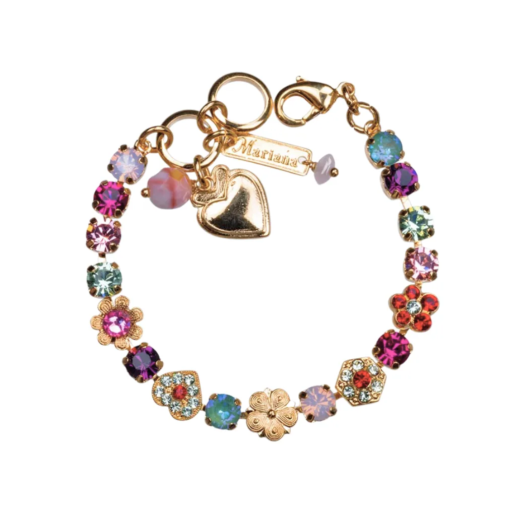 Petite Heart and Flower Bracelet in "Enchanted" *Custom*