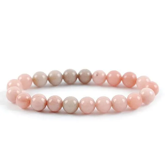 Pink Opal Bracelet for Love and Passion 8 mm Beads Bracelet Round Shape for Reiki Healing and Crystal Healing Stone Semi Precious Gemstones Stretchable Bracelet