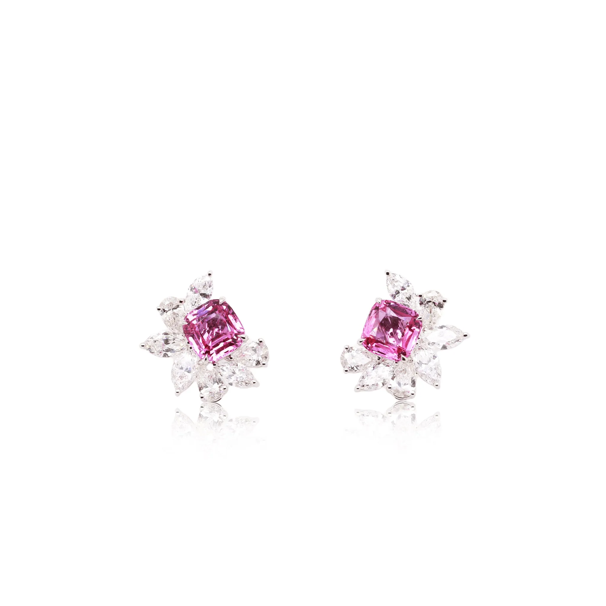 Pink Sapphire & Diamond Earrings