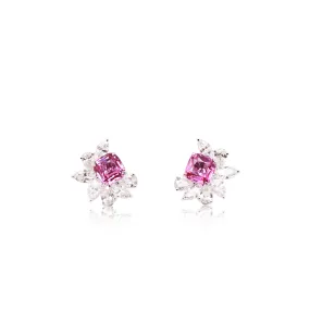 Pink Sapphire & Diamond Earrings