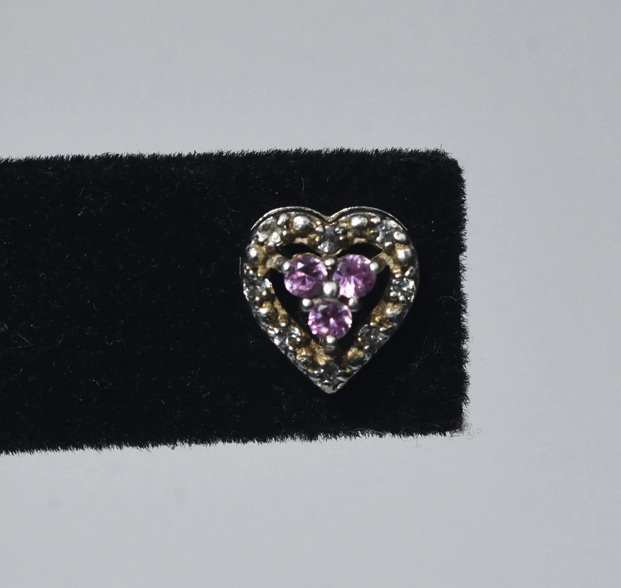 Pink Sapphire and Topaz Sterling Silver Heart Stud Earrings