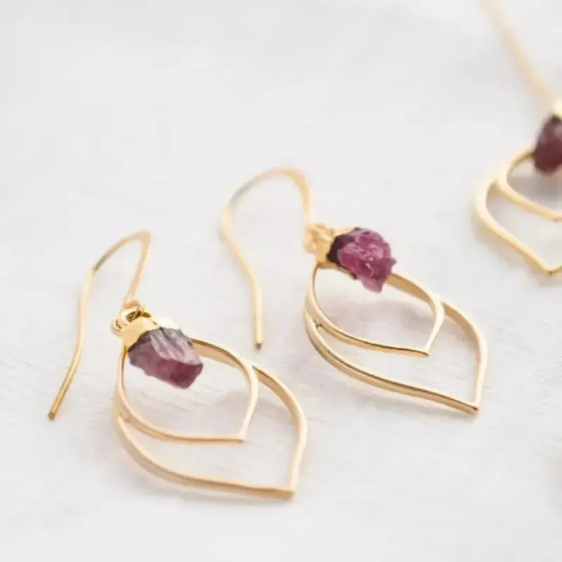 Pink Tourmaline Earrings: Teardrop