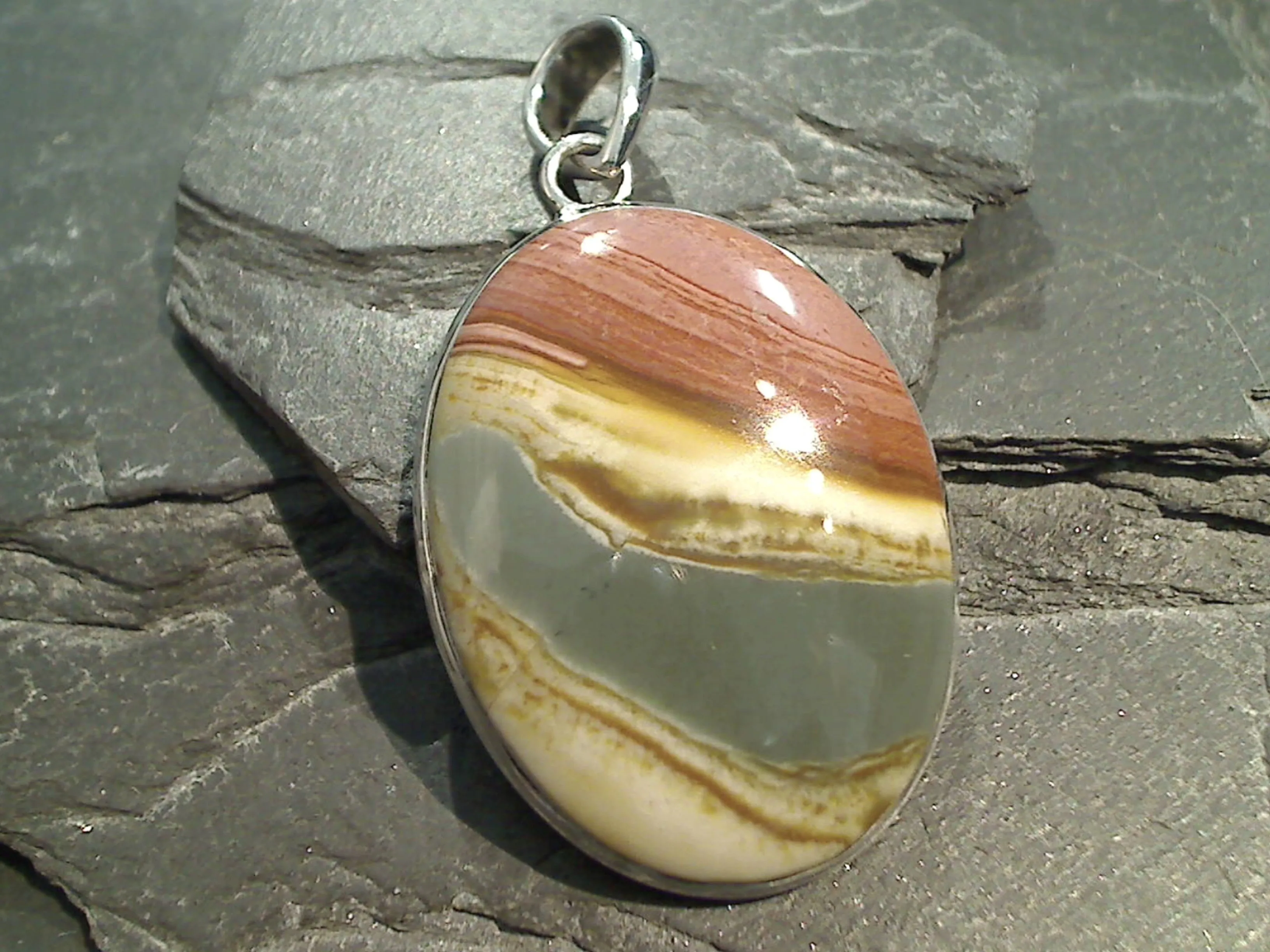 Polychrome Jasper, Sterling Silver Large Pendant