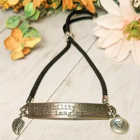 Possibility Begins with Imagination adjustable bolo bracelet