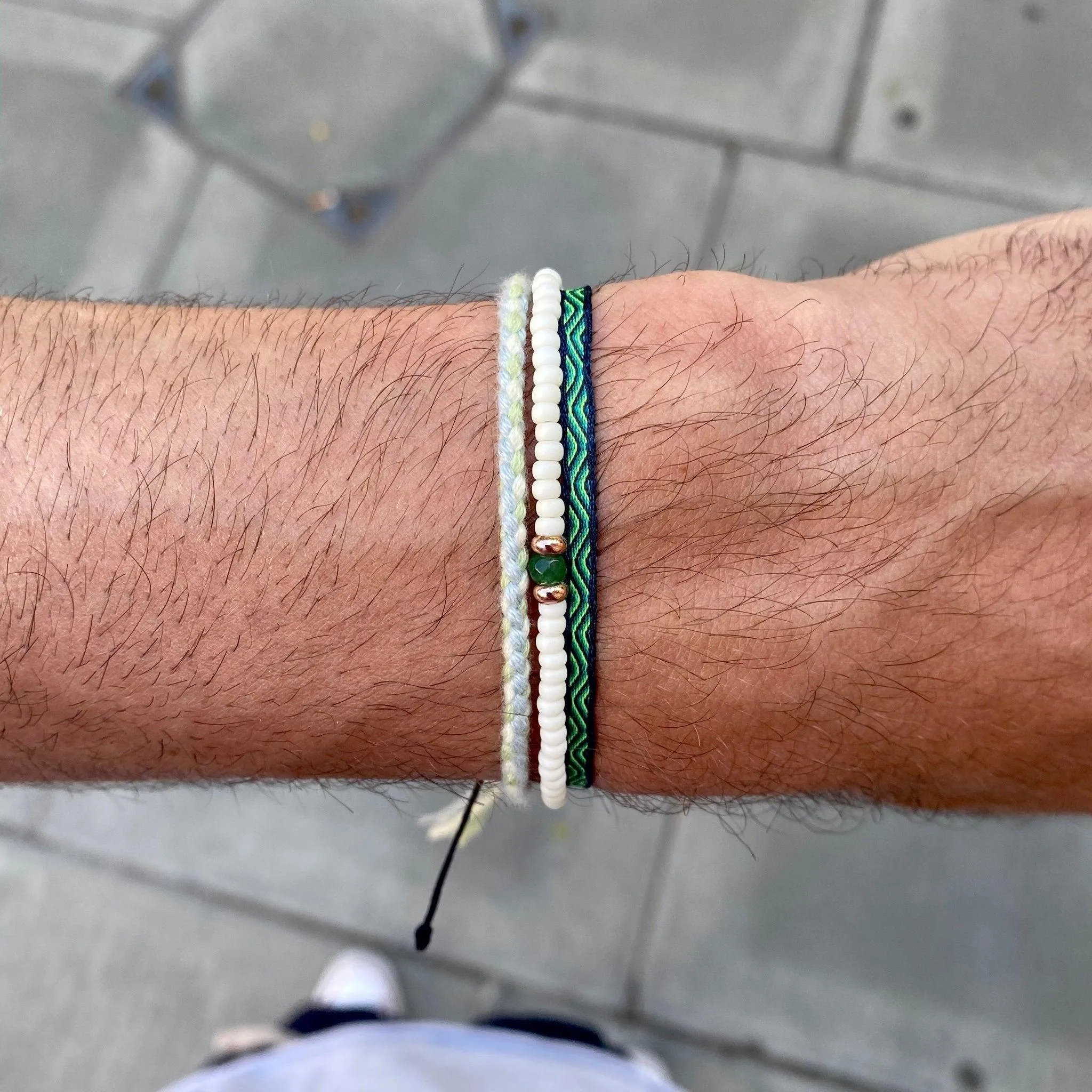 Pranayama Cotton Bracelet (Turquoise/Green/White)