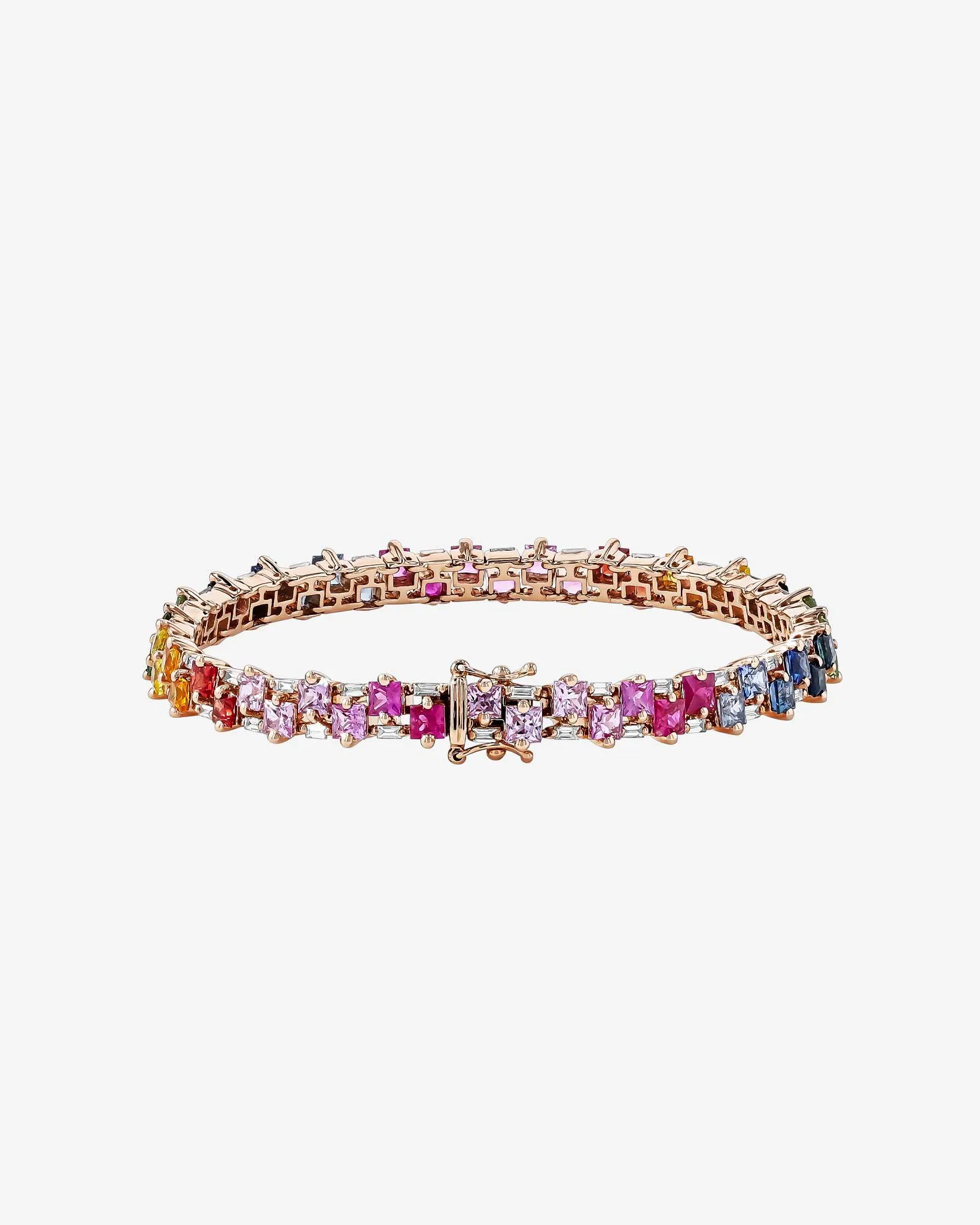 Princess Midi Stack Rainbow Sapphire Tennis Bracelet