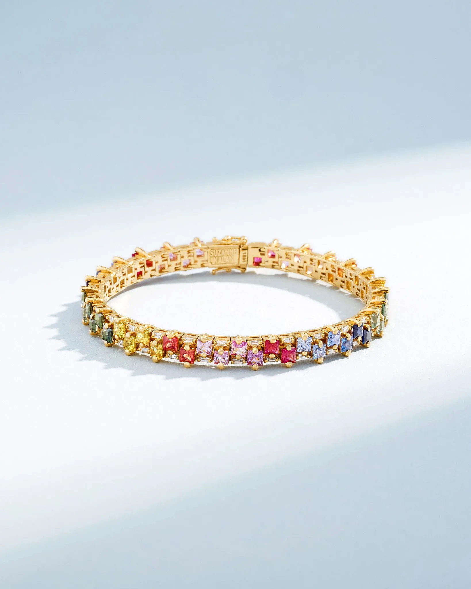 Princess Midi Stack Rainbow Sapphire Tennis Bracelet