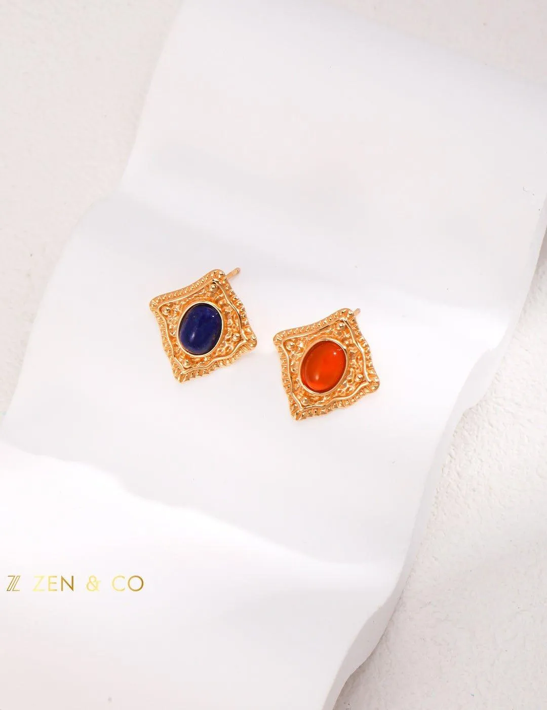 PRIYA Lapis Lazuli and Red Agate stud earrings