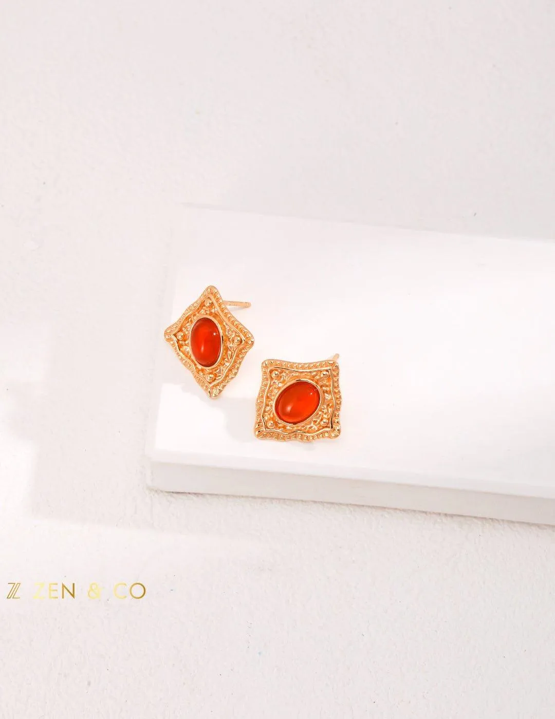 PRIYA Lapis Lazuli and Red Agate stud earrings