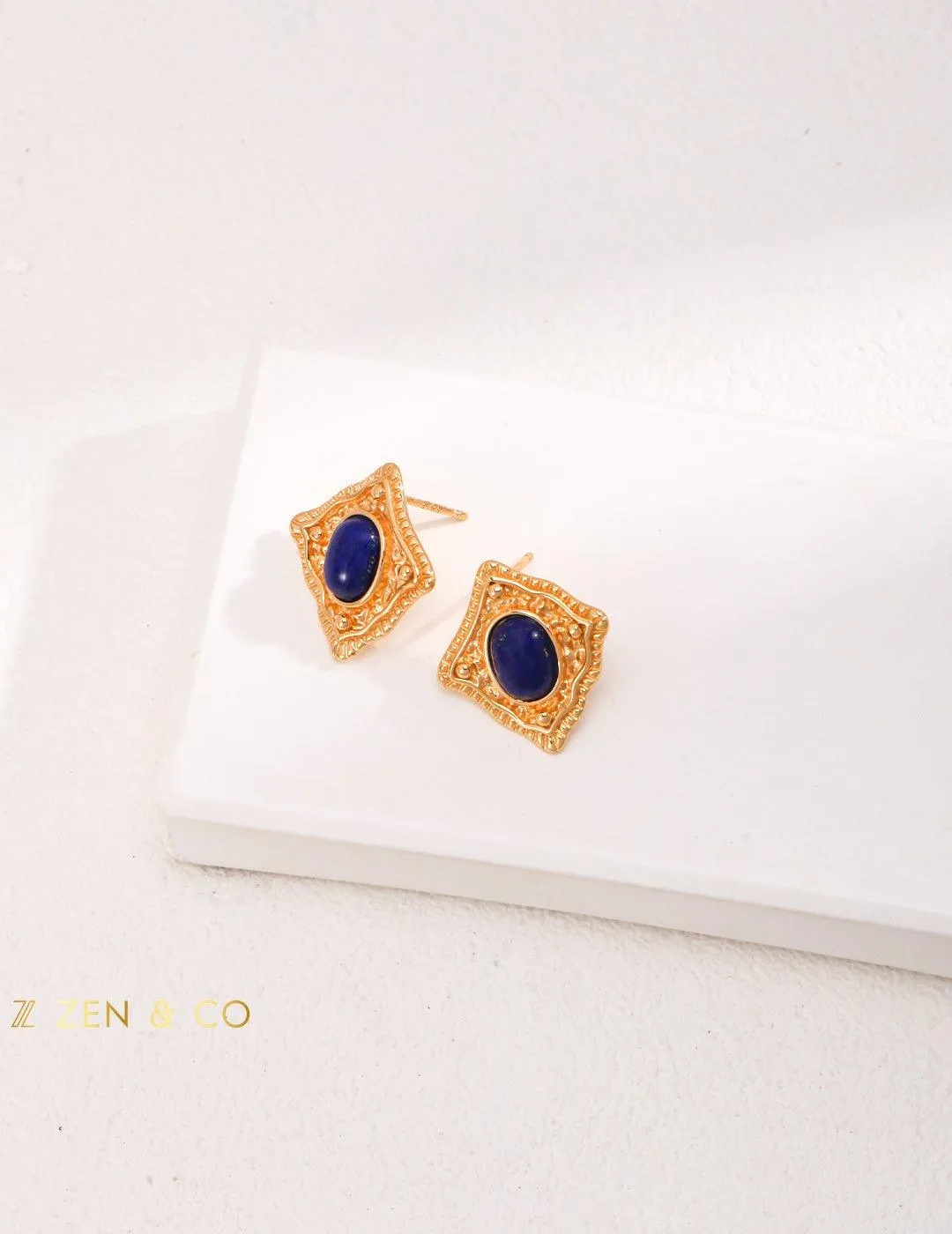 PRIYA Lapis Lazuli and Red Agate stud earrings