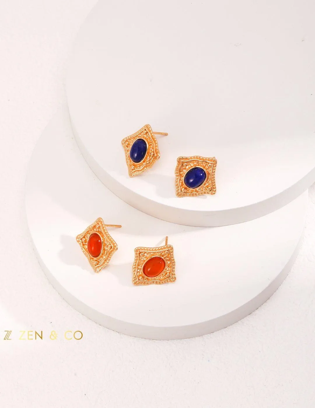 PRIYA Lapis Lazuli and Red Agate stud earrings