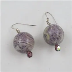 Purple Lapidalite Jasper and Crystal  Earrings